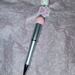 Homemade Chic Pink Paw Print Pen with Silver Finish